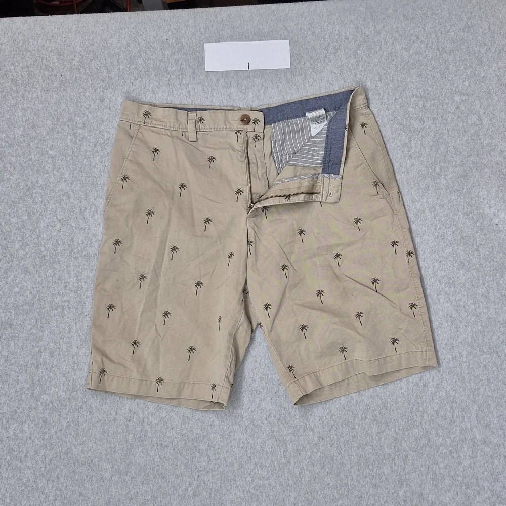 Banana Republic Men Shorts 32 Khaki Emerson Chino‎ Twill Palm Trees